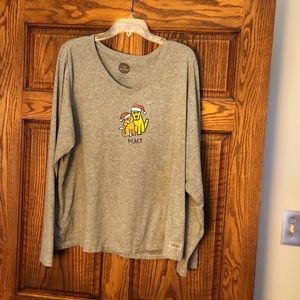 Life is Good v neck holiday long sleeve XXXL tee